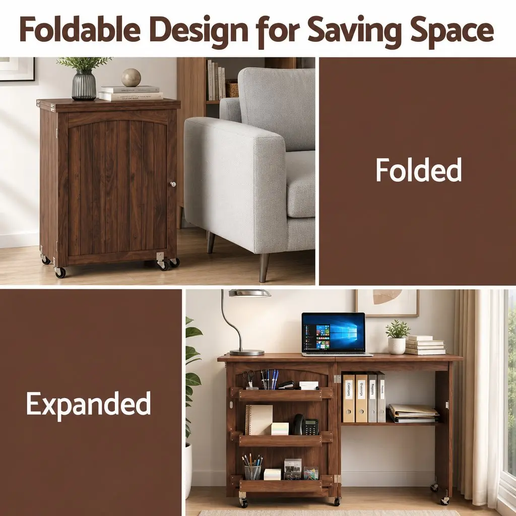 Folding Sewing Table PB Iron Brown Compact Work Desk Craft Station
