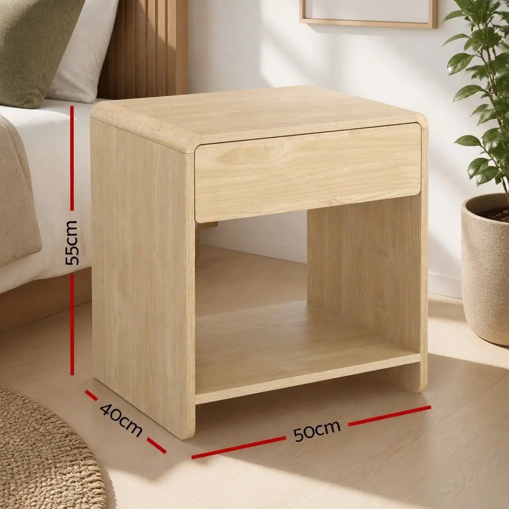 Bedside Table with Drawer and Open Shelf