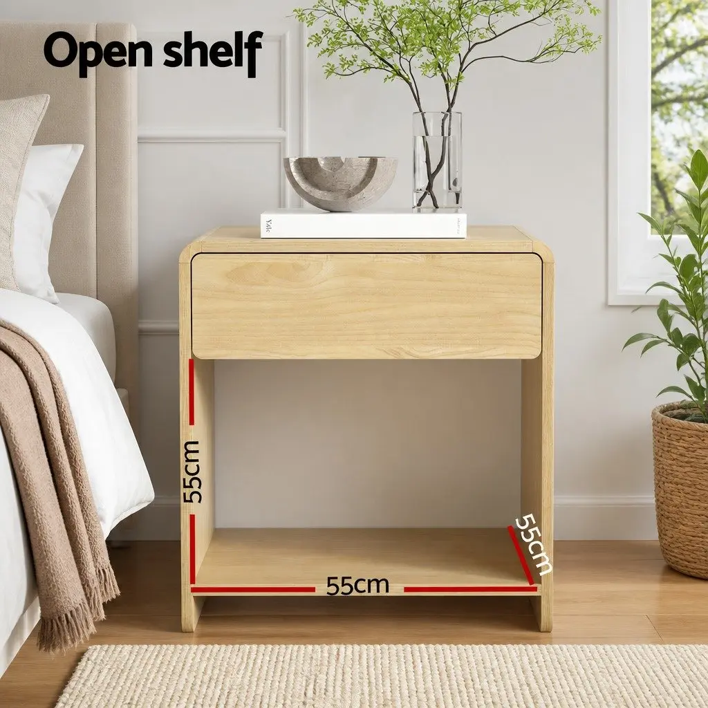 Bedside Table with Drawer and Open Shelf