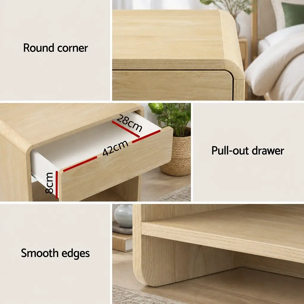 Bedside Table with Drawer and Open Shelf