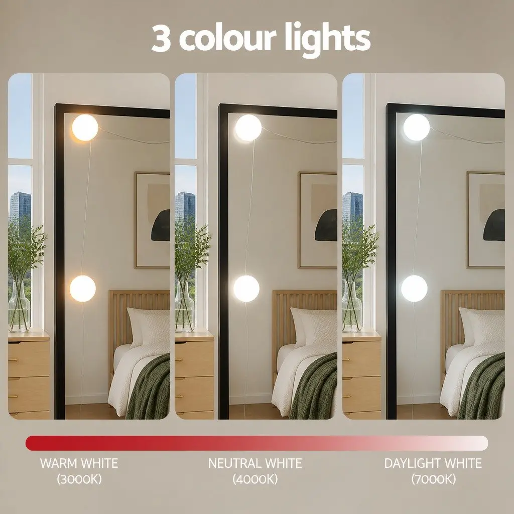 Black Dressing Table Vanity Set with LED Bulbs