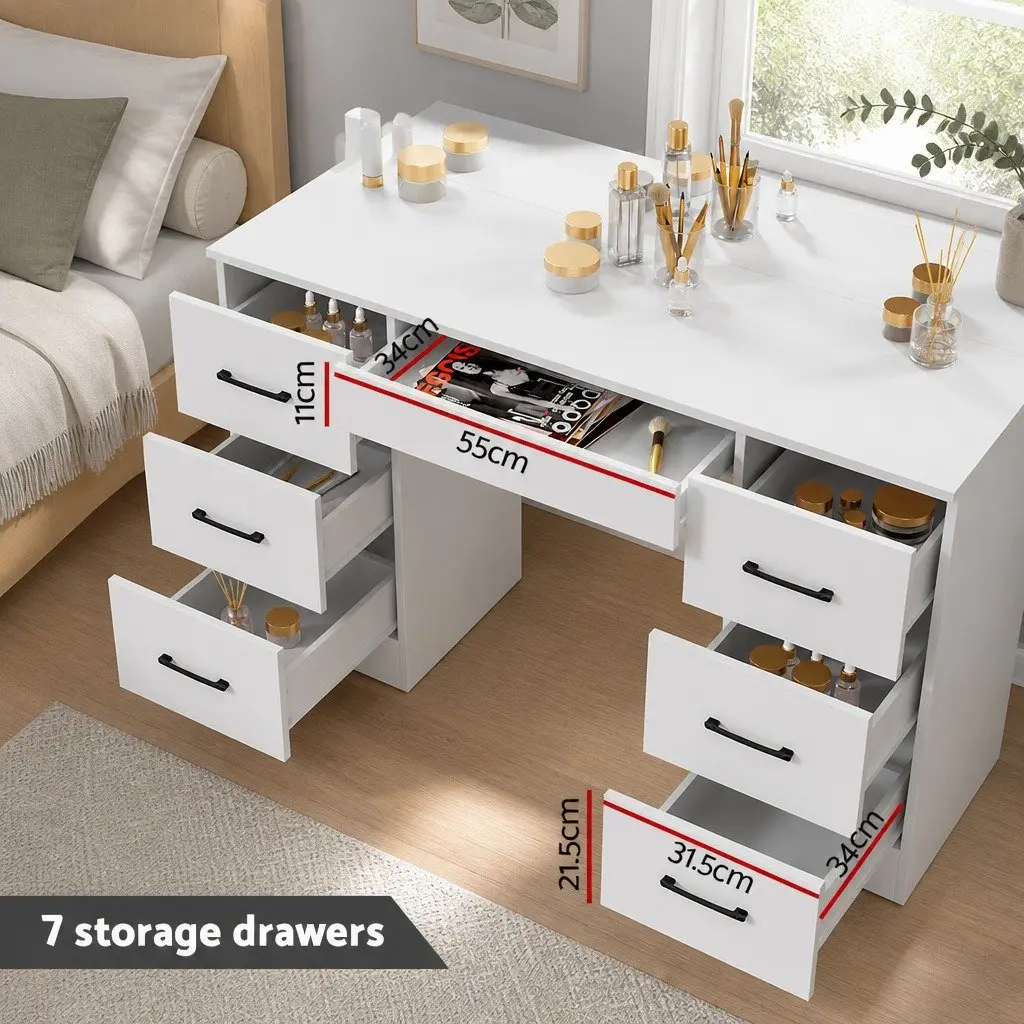 Hollywood Mirror Vanity Dressing Table Set with Stool