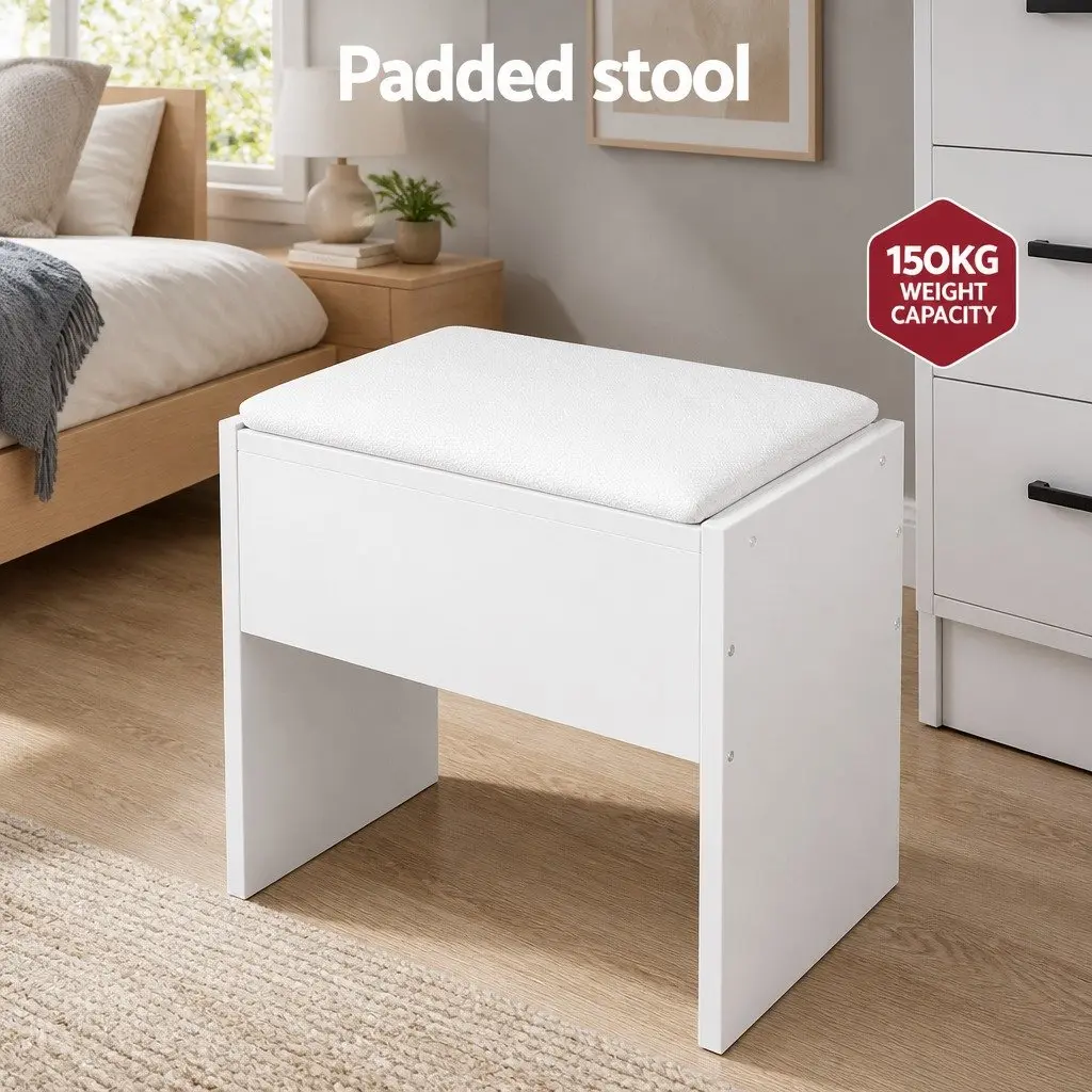 Hollywood Mirror Vanity Dressing Table Set with Stool