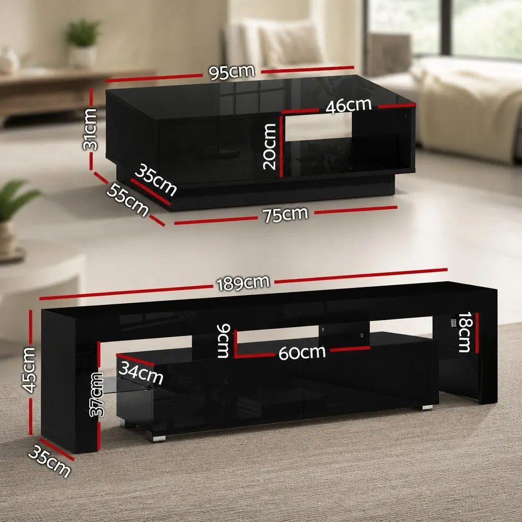 Black TV Entertainment Unit & Coffee Table Set