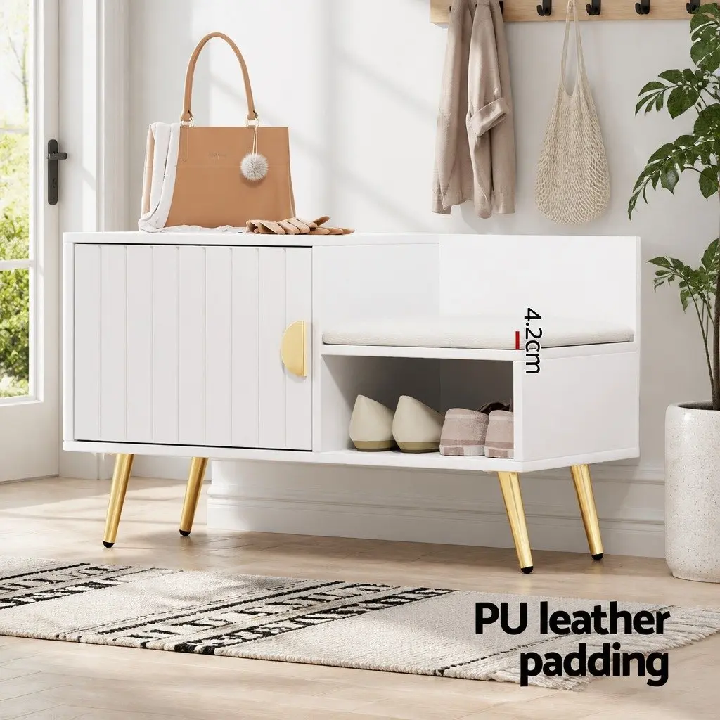 Shoe Rack Cabinet Bench with Padded Seat