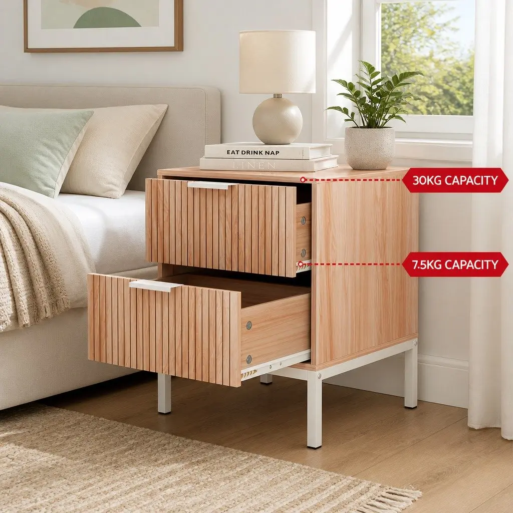 2-Drawer Nightstand in Natural Pine