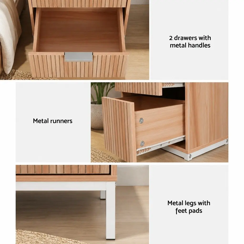 2-Drawer Nightstand in Natural Pine