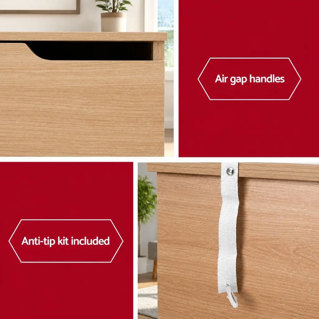 Pine Wood Effect Bedside Table with 2 Drawers