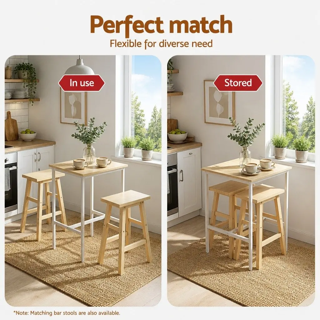 Bar Table Metal Frame MDF Top 60x60x92cm Pine Square