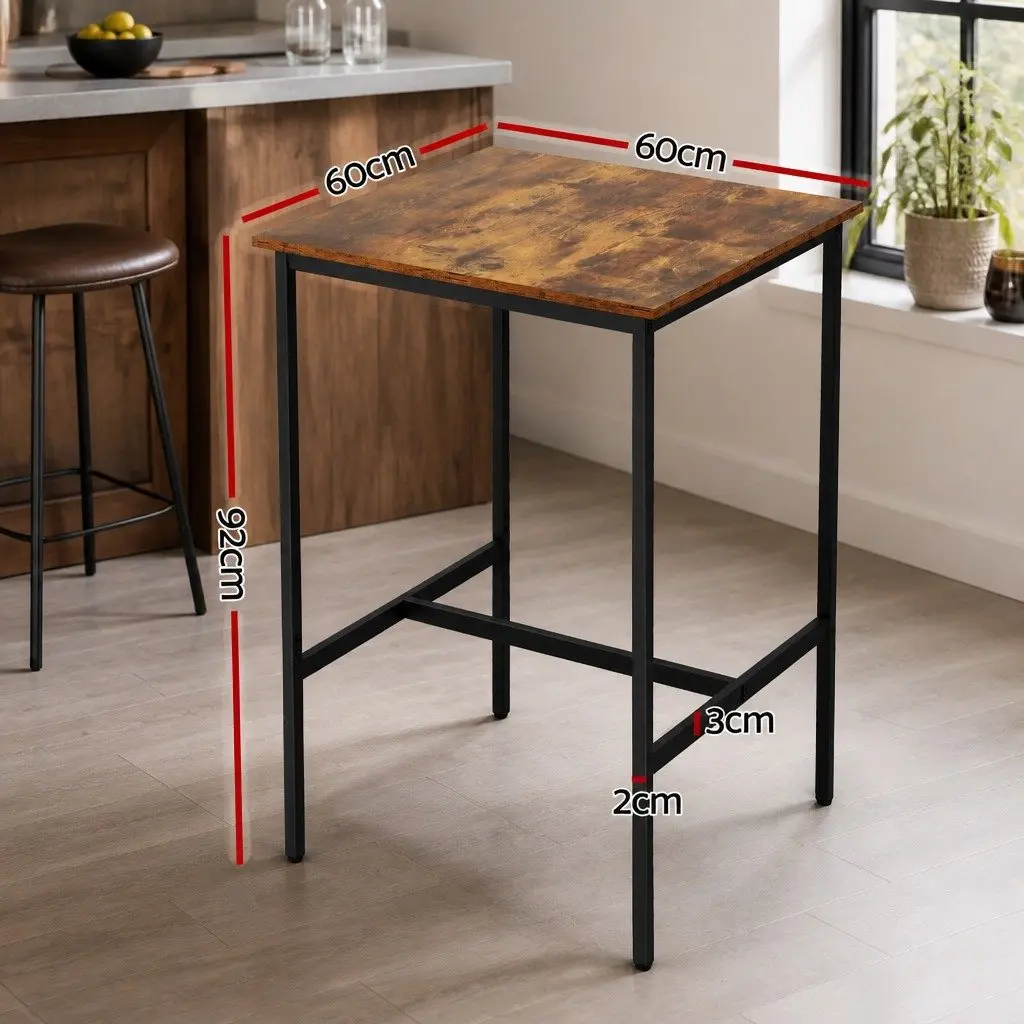 Bar Table MDF Metal 60x92cm Walnut
