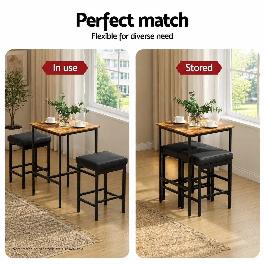 Bar Table MDF Metal 60x92cm Walnut