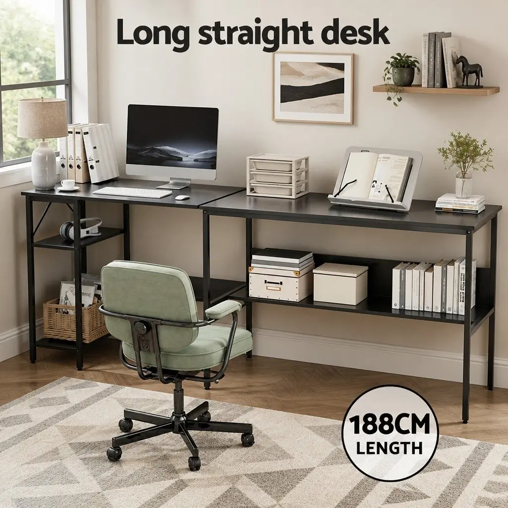 L-Shape Computer Desk MDF 128x108x74cm Black