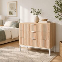 3 Drawer Chest of Drawers Bedroom Storage Cabinet Particle Board Pine White