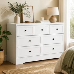 Stylish 7 Drawer Chest with Metal Handles for Storage