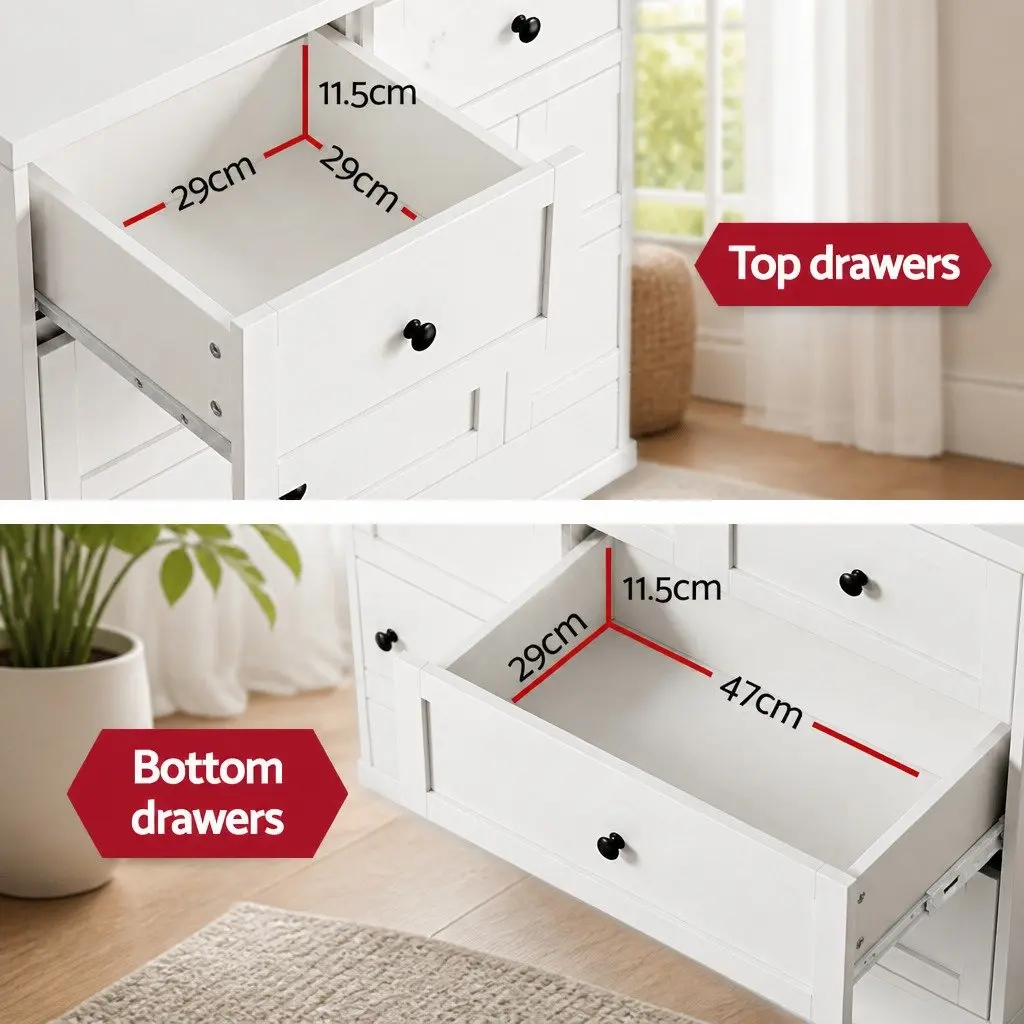 7 Drawer Chest Dresser Particle Board White
