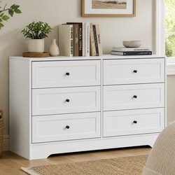 White Chest of Drawers with 6 Drawers - Quality Storage Unit