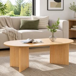 Stylish Oval Coffee Table 110cm Natural Pine Design
