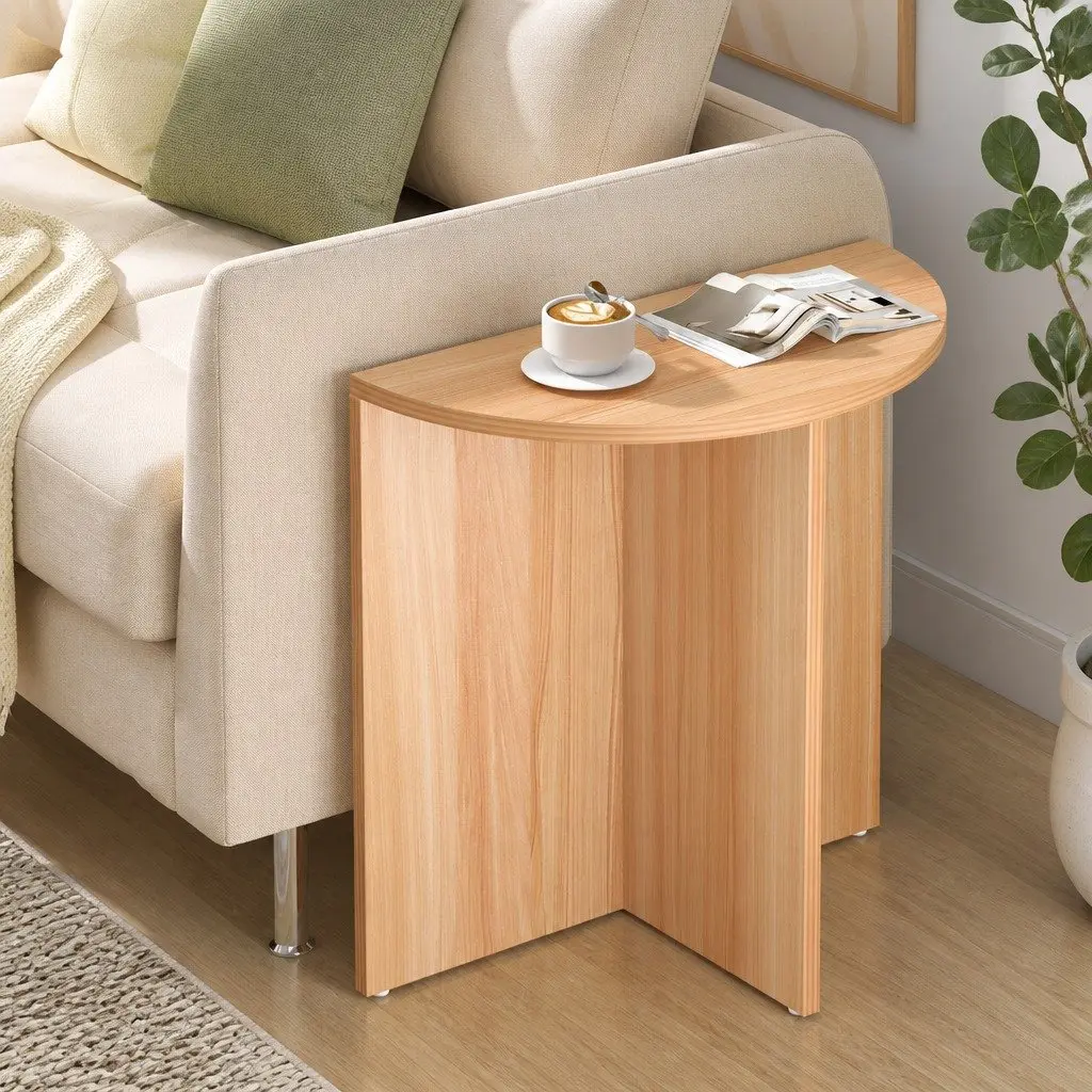 Semi-circle Coffee Table in Natural Wood Grain