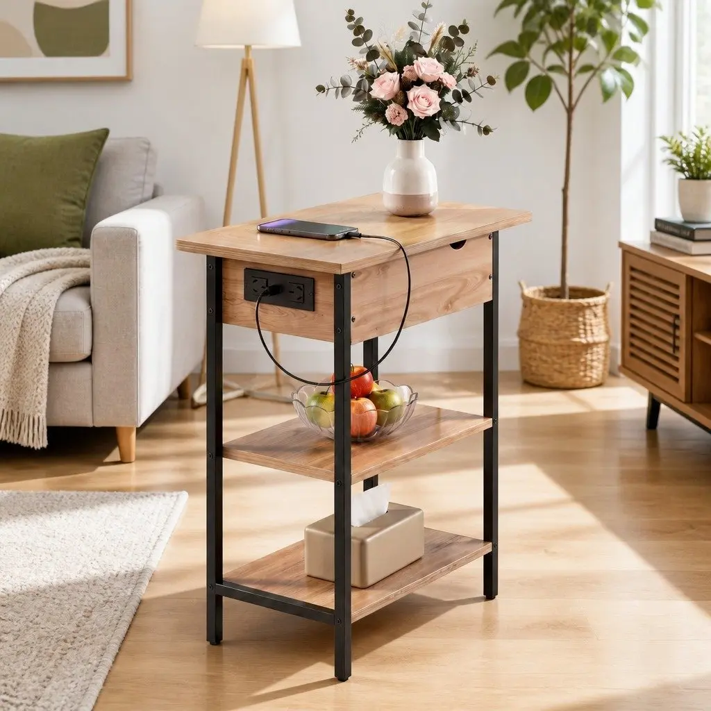 Wood Black Flip-Top Storage Coffee Table End Table