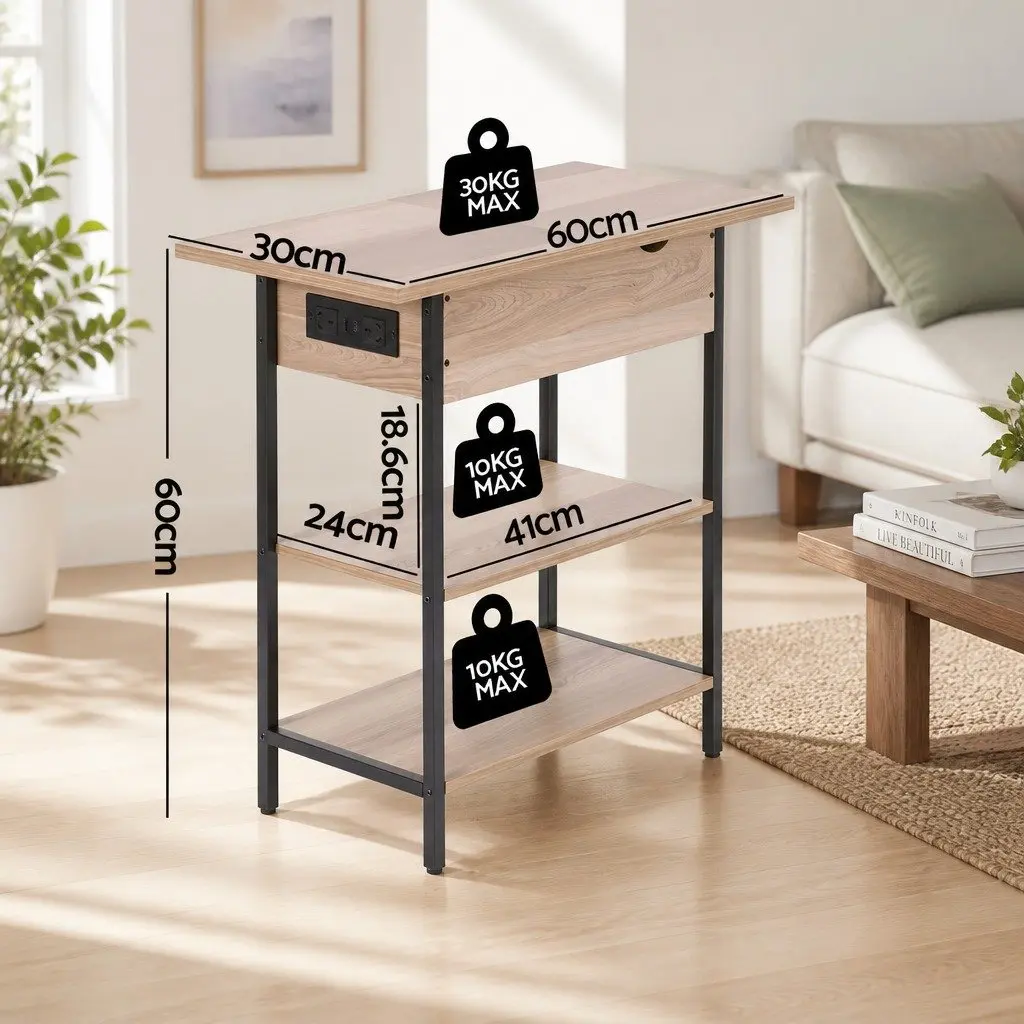 Wood Black Flip-Top Storage Coffee Table End Table