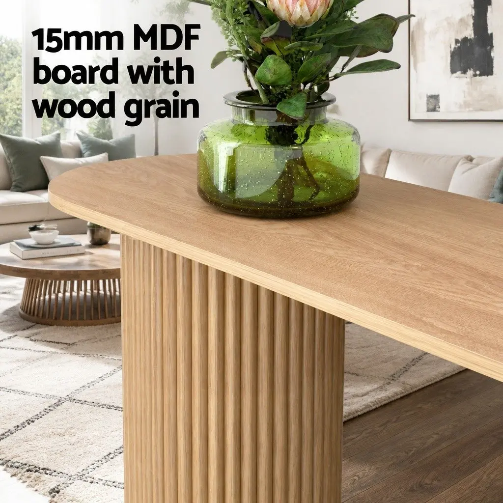 Console Table Oval 115CM Modern Living Room Side Table with Fluted Base