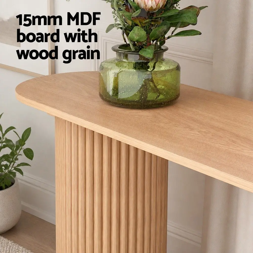 Console Table Oval 115CM Modern Living Room Side Table with Fluted Base
