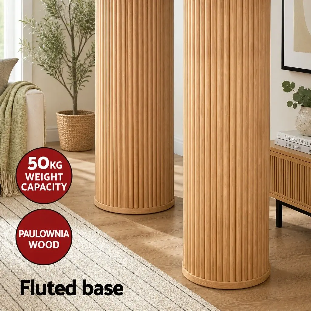 Console Table Oval 115CM Modern Living Room Side Table with Fluted Base