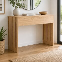 Console Table Hallway Fluted 120CM Pine Wood Grain Side Table Living Room