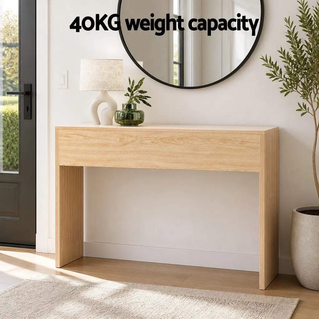 Console Table E1-graded MDF 120CM Pine Wood Grain Fluted Side Table