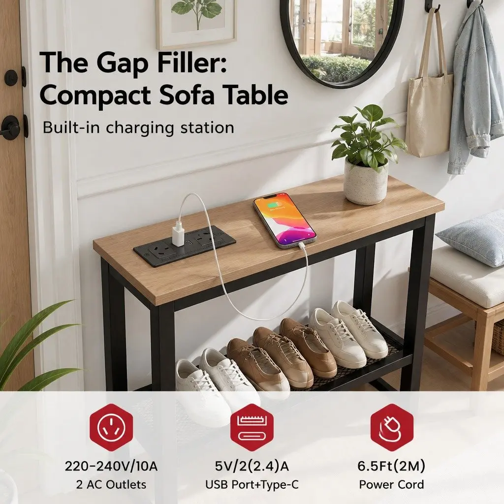Console Table MDF Wood Top 100cm Black