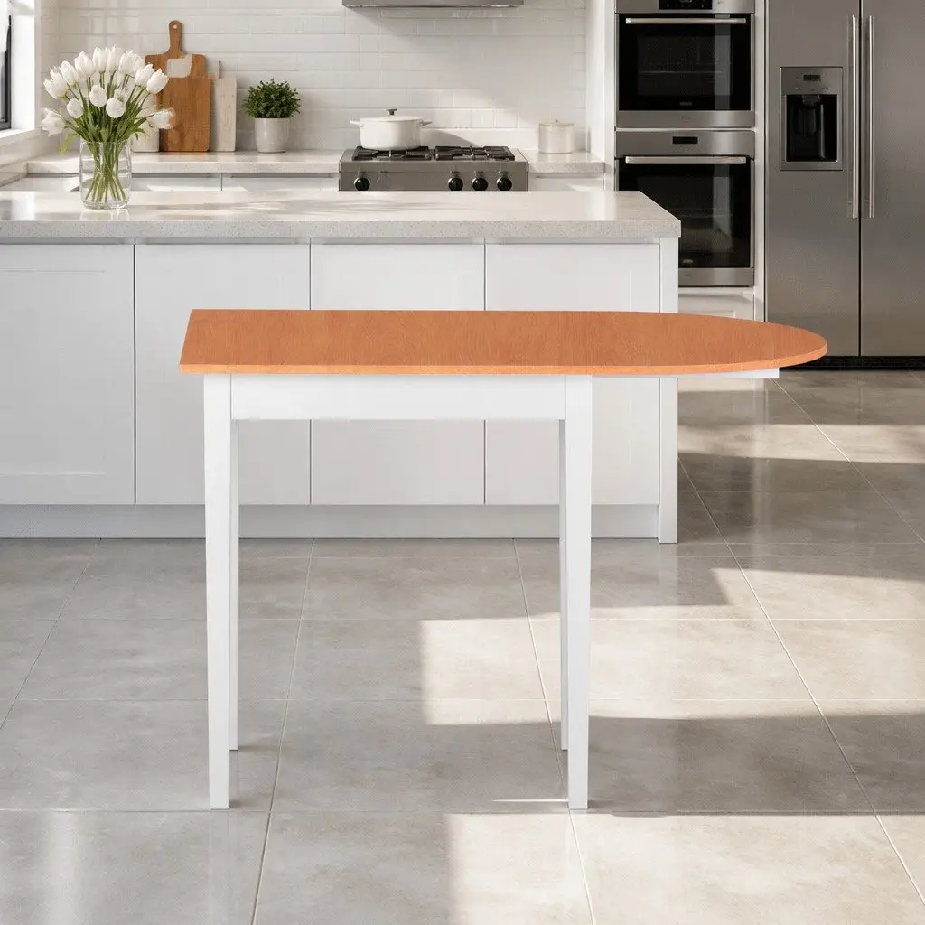 Extendable Dining Table Pine Semi-Circle Top Space-Saving 75-110cm Width 75cm Depth 75cm Height