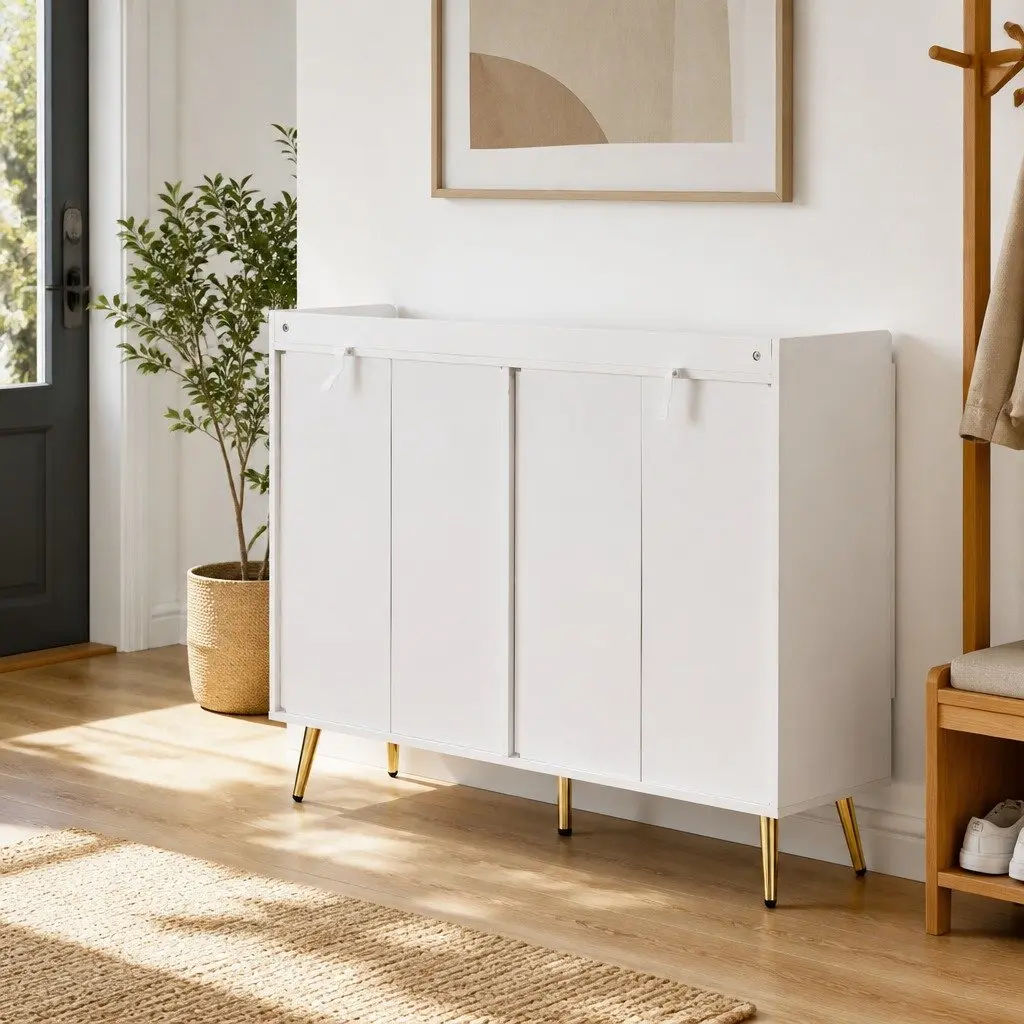 5-Tier Shoe Rack Cabinet with Adjustable Shelves, White