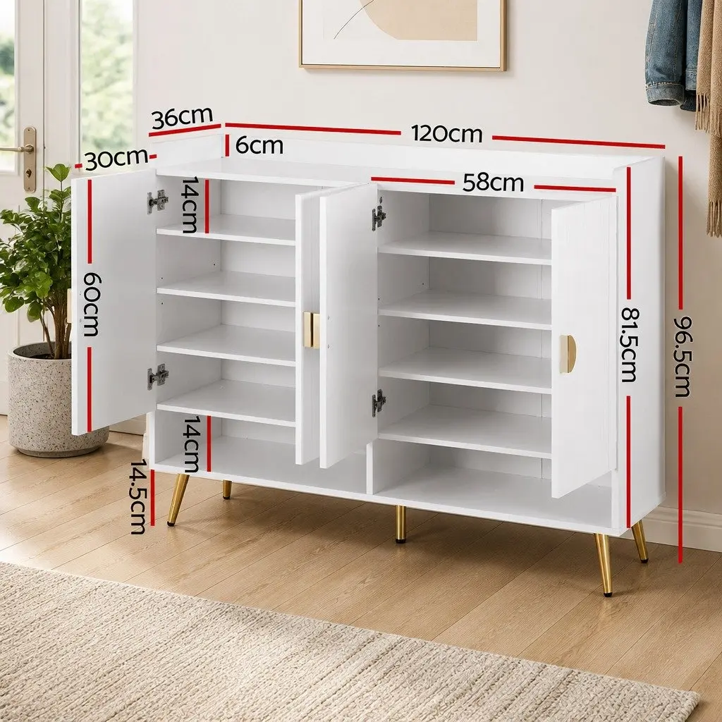 Shoe Rack Cabinet Particle Board 5-Tier Adjustable Shelves White