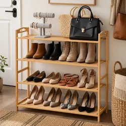 4-Tier Bamboo Shoe Rack for Organised Storage