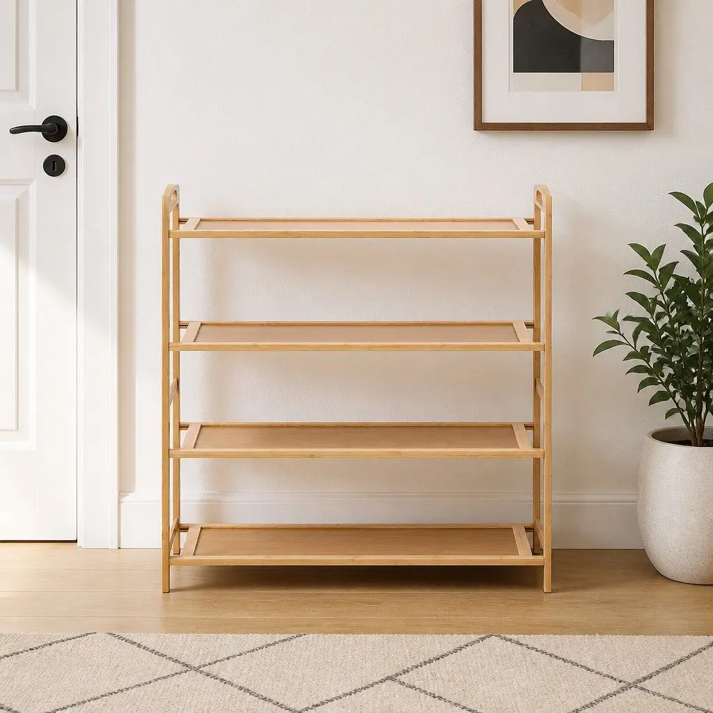 4-Tier Bamboo Shoe Rack for Organised Storage