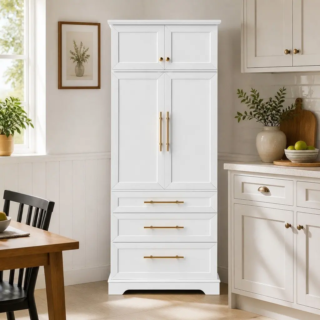 Buffet Sideboard Cabinet Particle Board MDF 80cm x 40cm x 200cm White