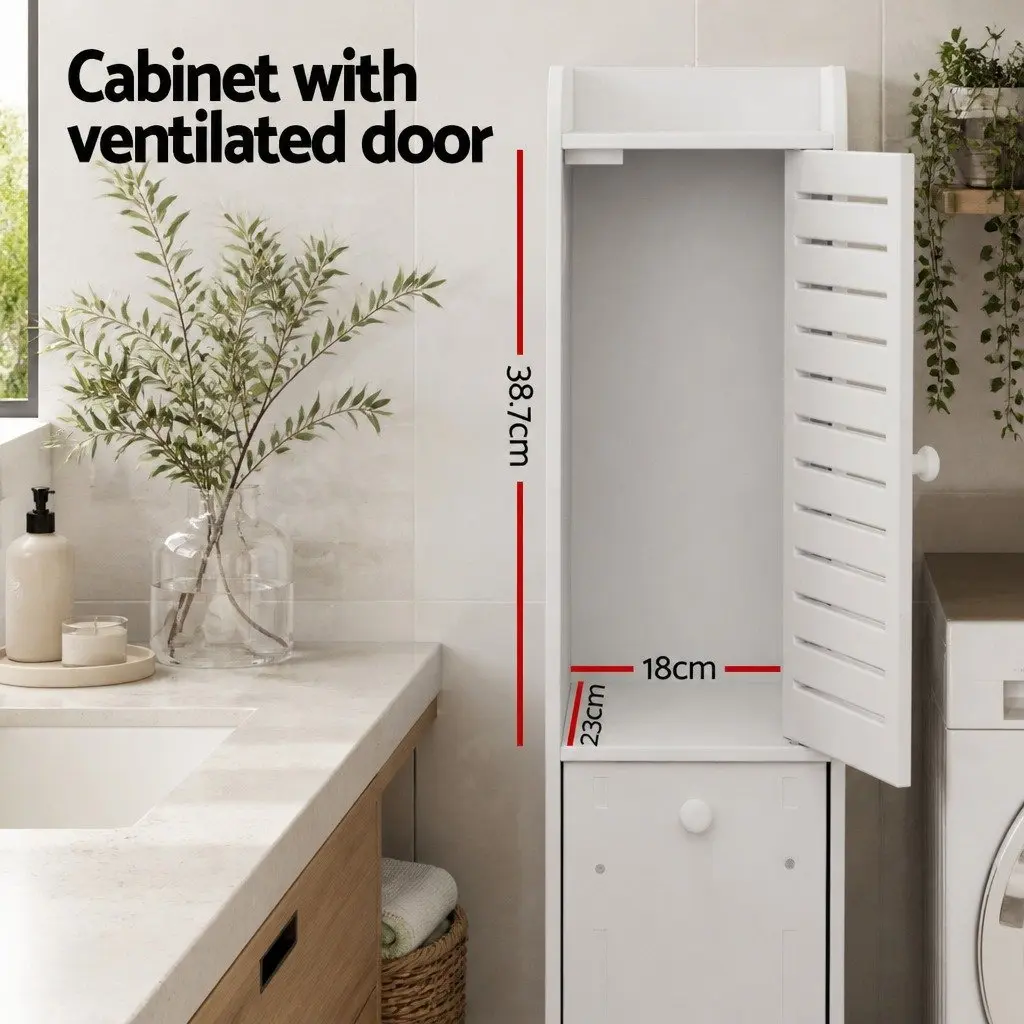 Bathroom Storage Cabinet Wood Plastic Board 20cm x 25cm x 118cm White