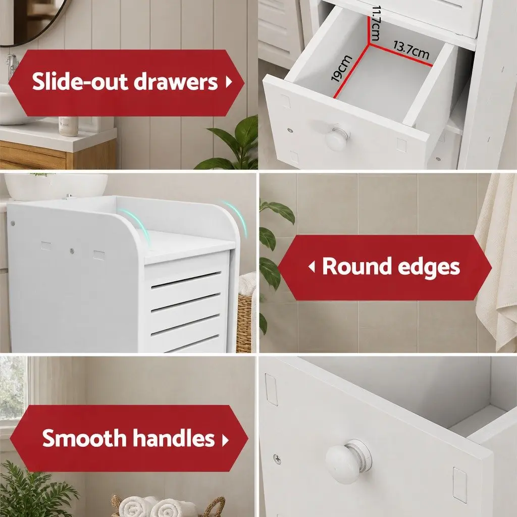 Bathroom Storage Cabinet Wood Plastic Board 20cm x 25cm x 118cm White