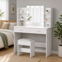 Hollywood Dressing Table with LED Bulbs and Stool