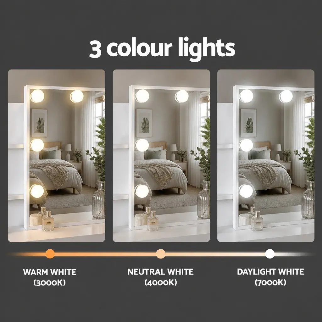 Hollywood Dressing Table with LED Bulbs and Stool