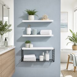 White Floating Wall Shelf Set of 3 for Stylish Storage