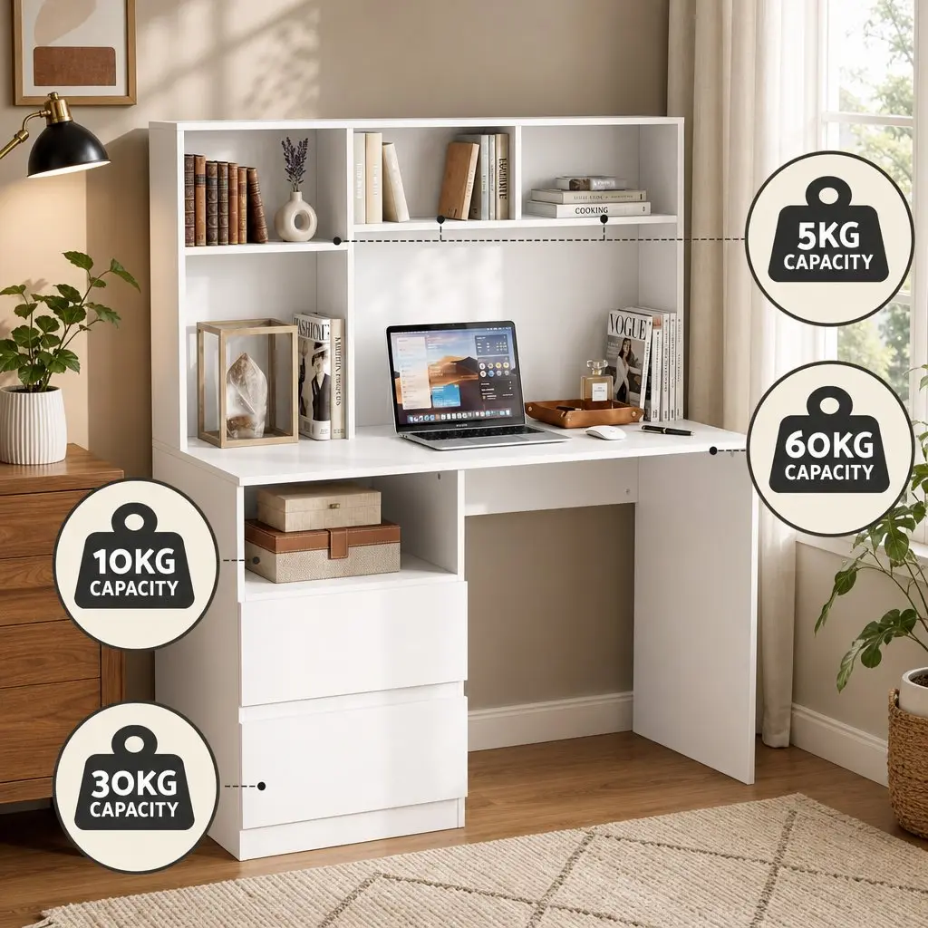 Computer Desk Particle Board 120cm White