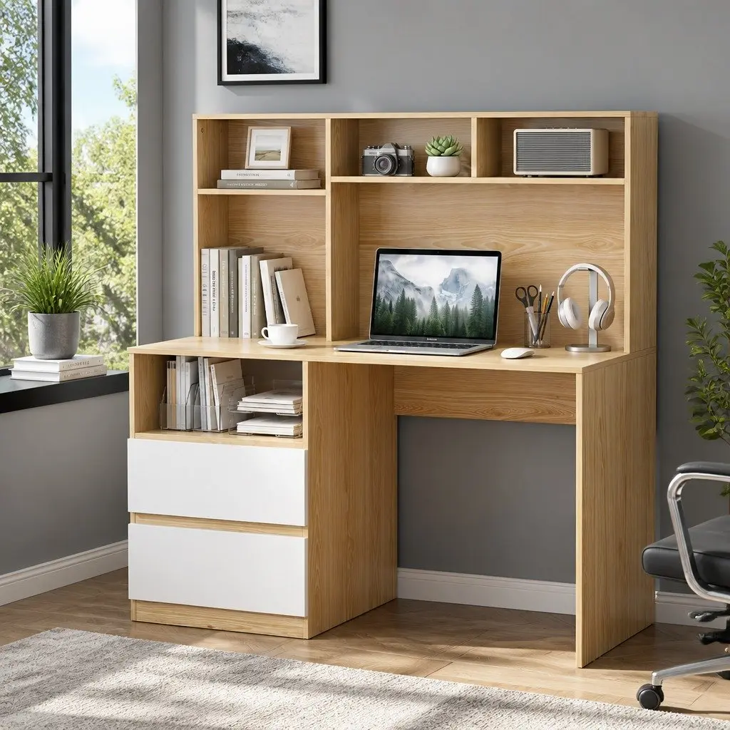 Computer Desk with Storage Solutions in White