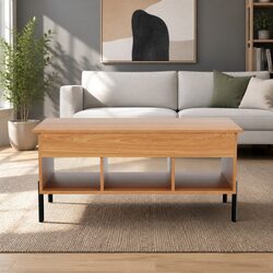 Stylish Lift Top Coffee Table with Storage in Oak