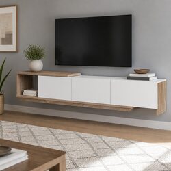 Extendable Oak and White TV Cabinet for Modern Living Rooms