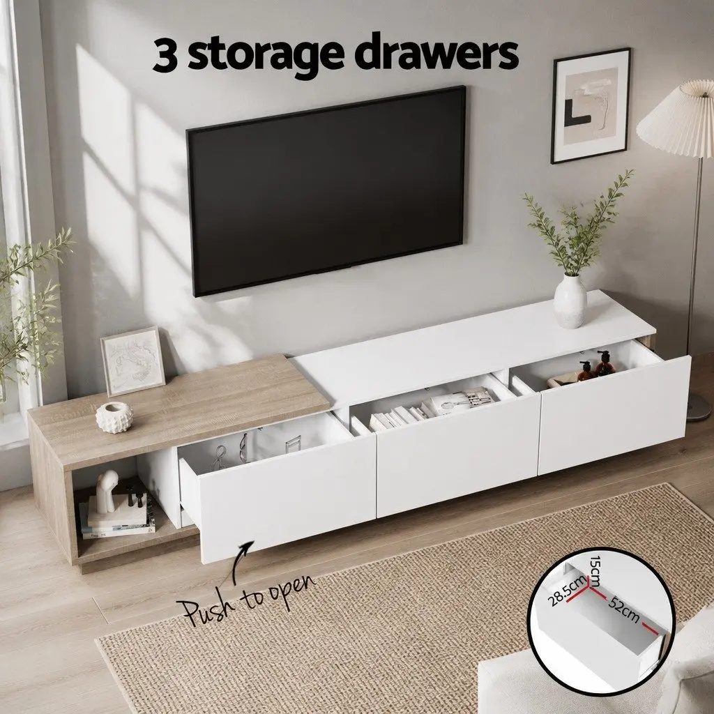 TV Cabinet Entertainment Unit Stand Extendable Oak White Living Room Storage