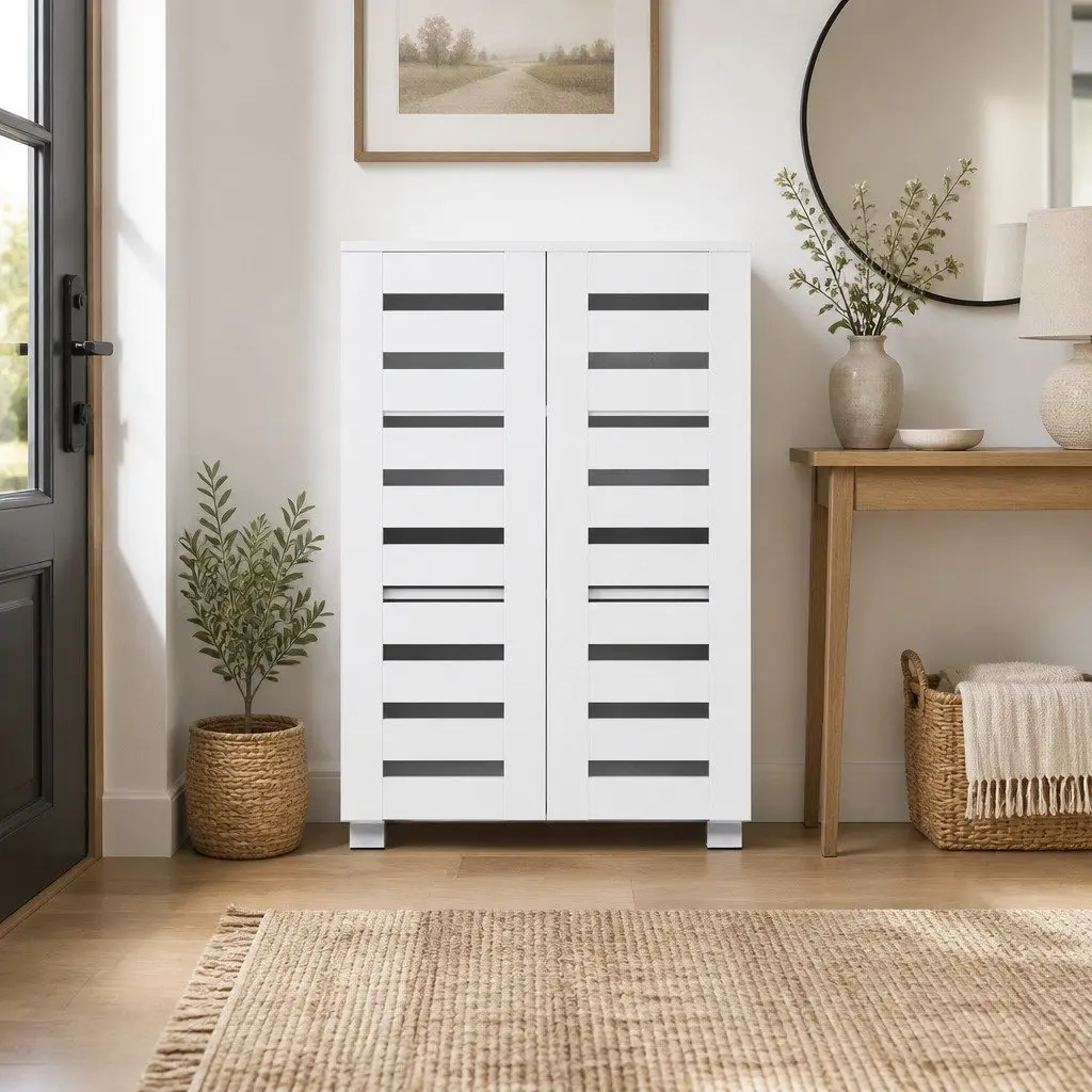 5-Tier White Shoe Rack Storage Cabinet