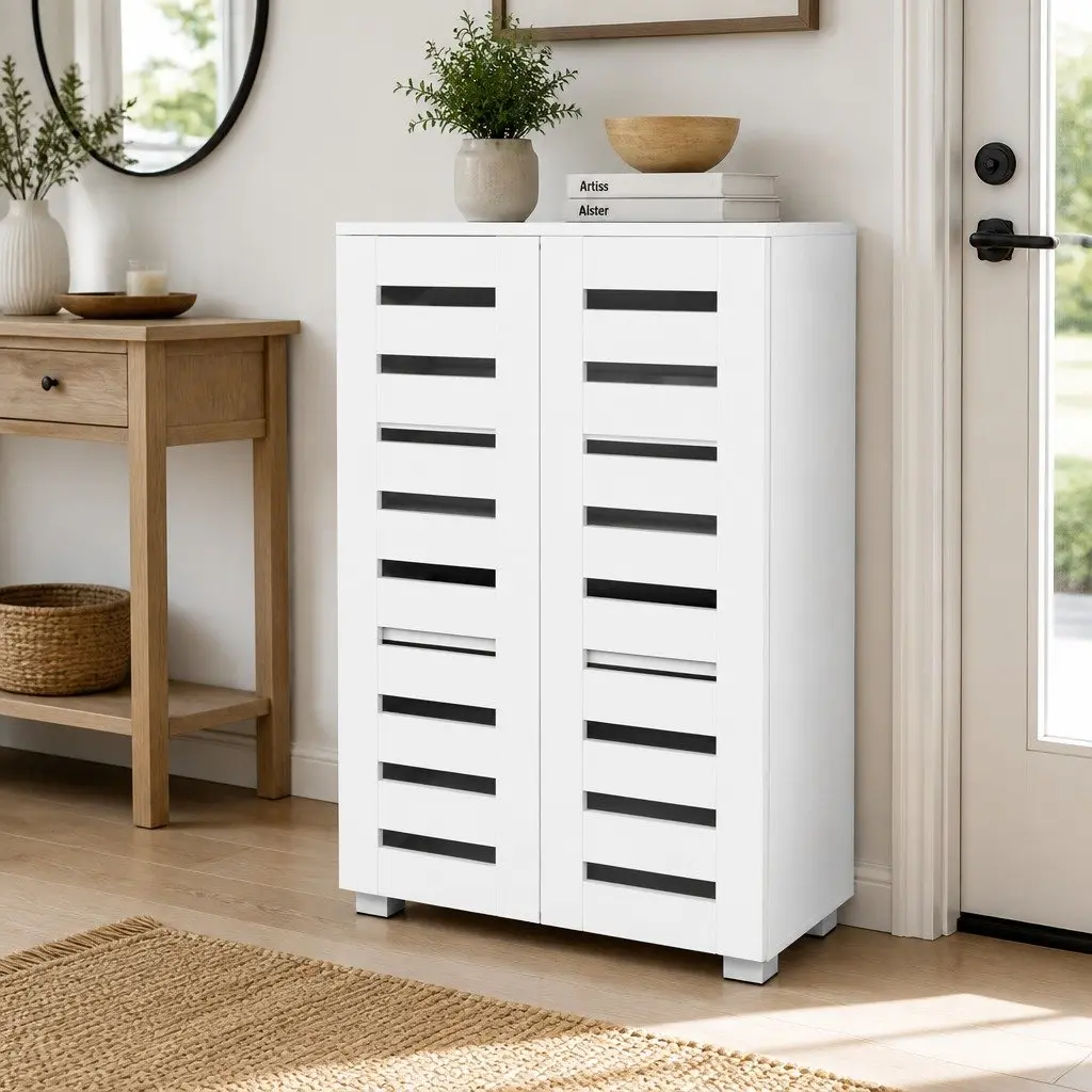 5-Tier White Shoe Rack Storage Cabinet
