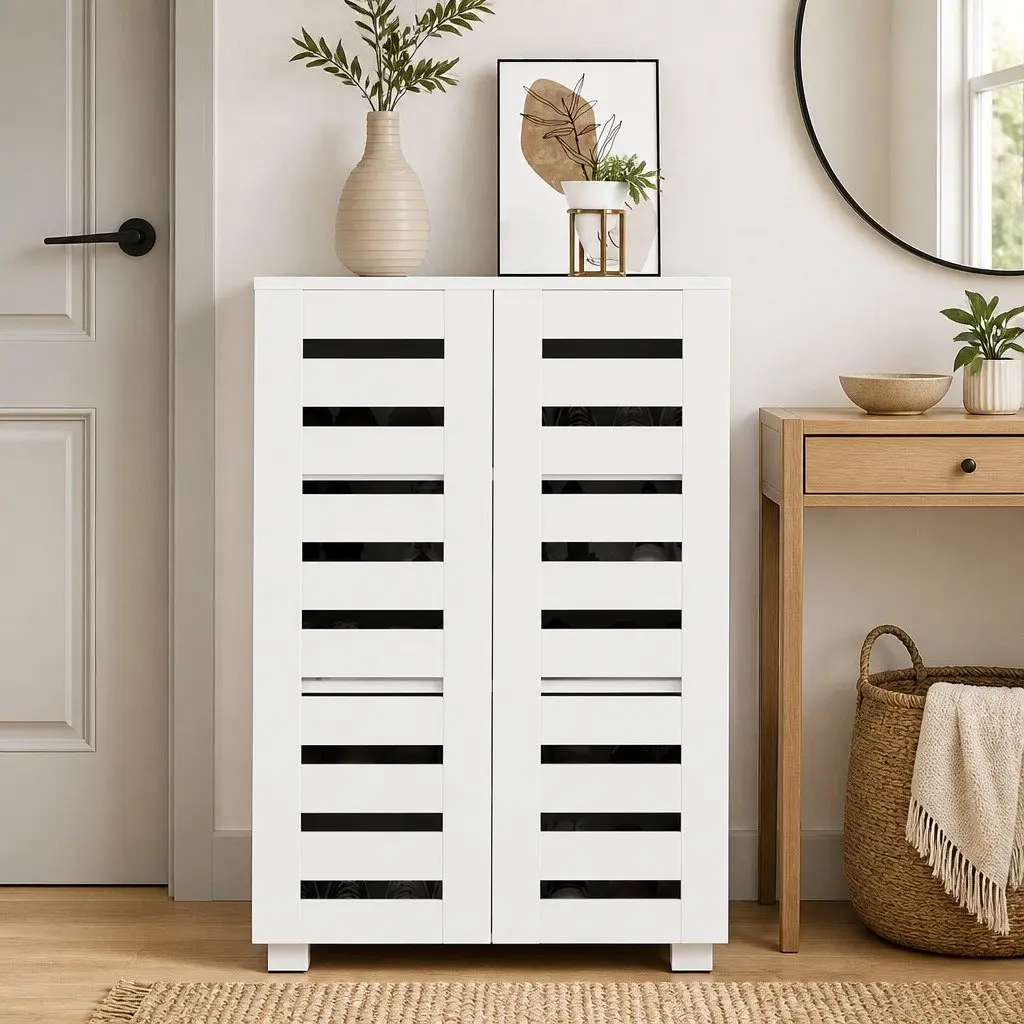 5-Tier White Shoe Rack Storage Cabinet