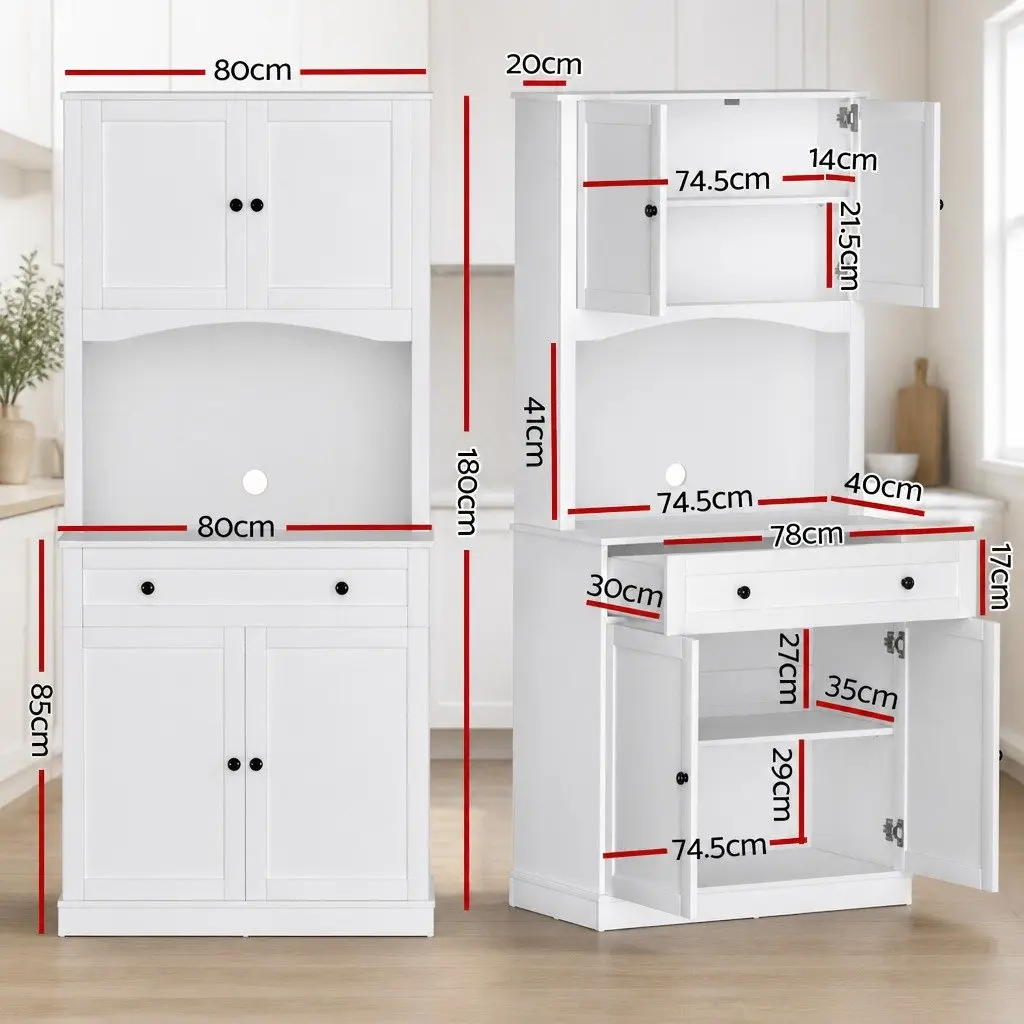 White 180cm High Buffet Sideboard Cabinet